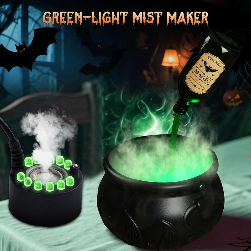 Zesua Halloween Decorations Indoor - DIY Floating Potion Set with Witches Cauldron and Mist Maker - Spooky Vintage Black Plastic Bowl Hocus Pocus Party Decor for Home Table Mantel Kitchen Room - Image 4